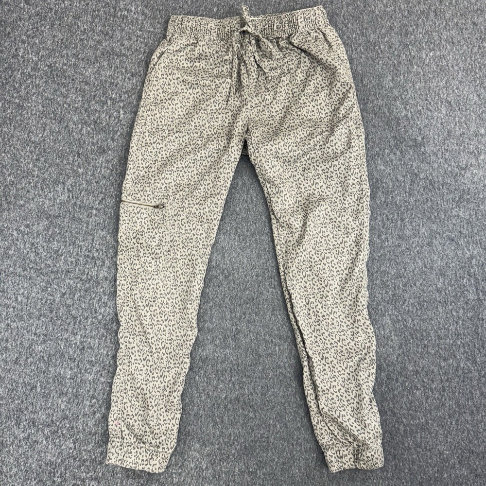 Nicole Miller NY Leopard Print Jogger Pants Women's S Gray Lyocell Cargo Lounge